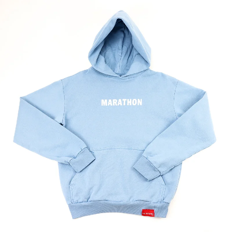 Women's Hooded Sweatshirts with Solid Color LiningMarathon Leisure Hoodie - Light Blue/White