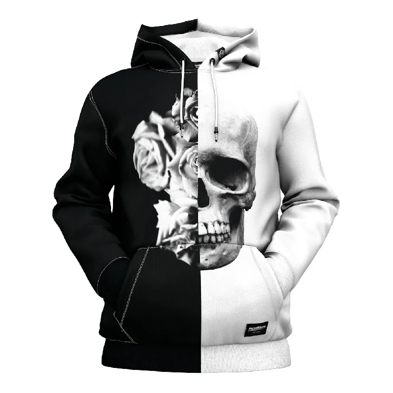 Women's Hooded Sweatshirts with Satin LiningBlack & White Skull Hoodie