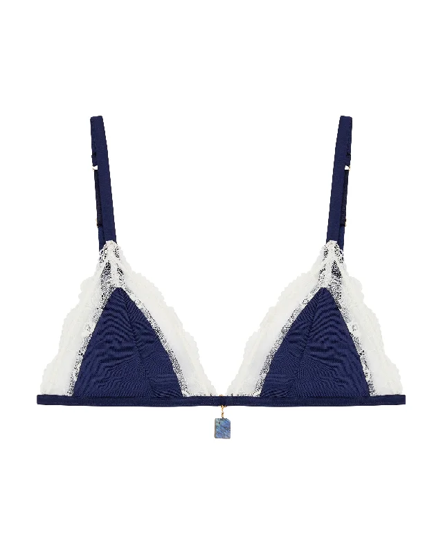 wireless mastectomy bra with soft cupsThe Hanna Bralette - Navy/Ivory