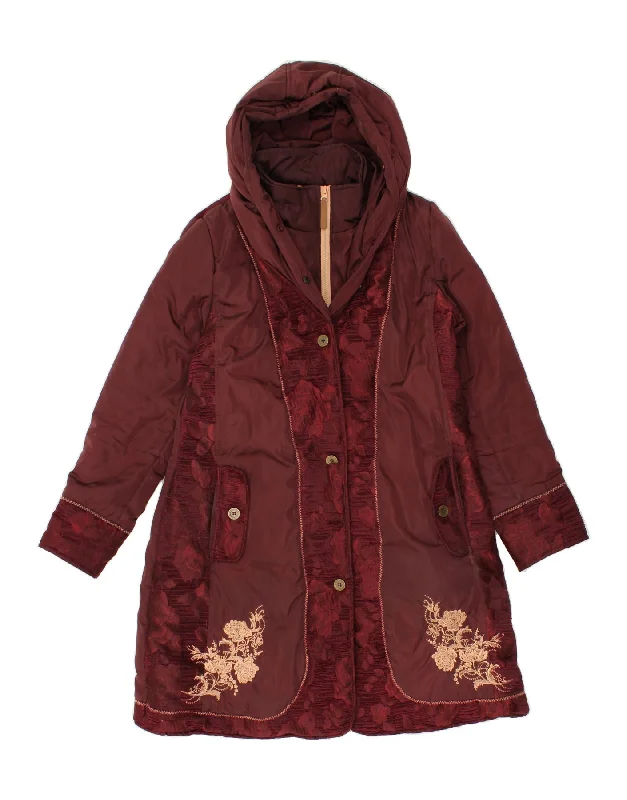 Women's Down CoatsJOE BROWNS Womens Hooded Overcoat UK 14 Large Red Floral Polyester