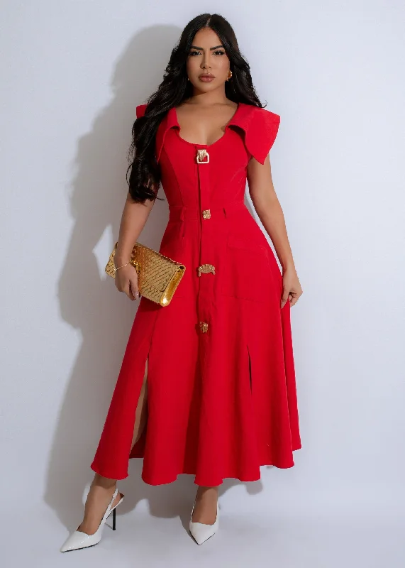 Women's Peter Pan Collar DressesThe Firewalk Midi Dress Red