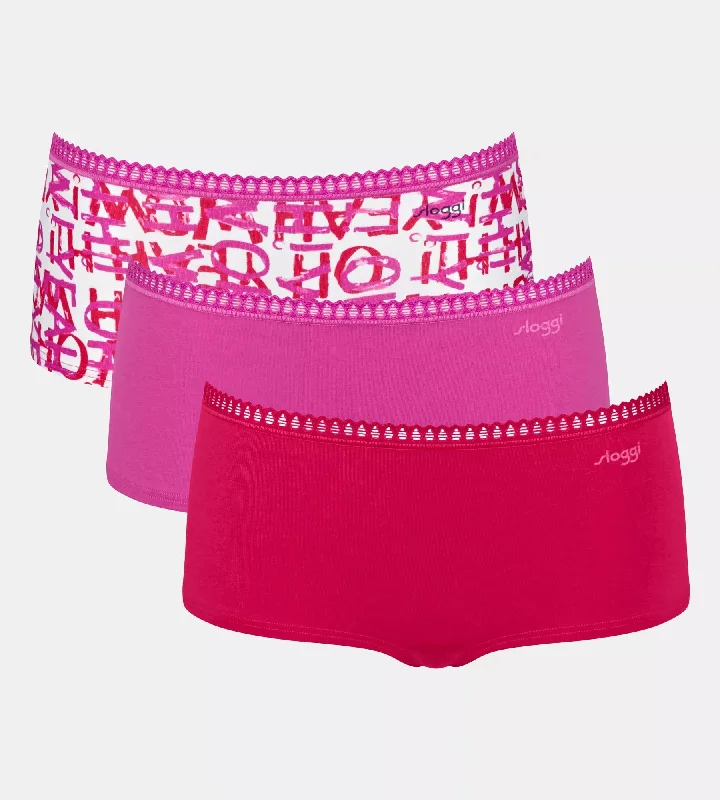 floral lace thong panties with a high-cut design and stretchable waistbandA1692 10219652 M020 PINK - DARK COMBINATION