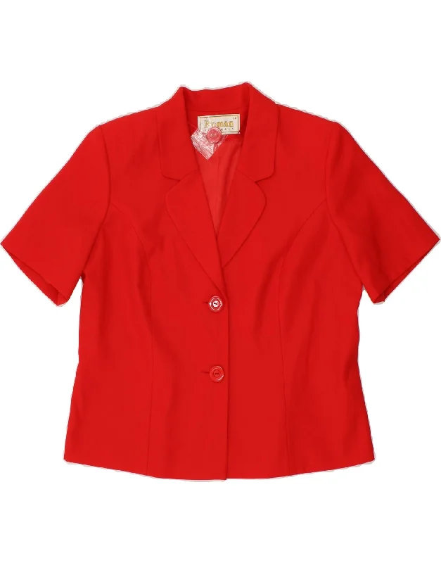 Women's Coats with Fur Trimmed CollarROMAN Womens 2 Button Short Sleeve Blazer Jacket UK 18 XL Red Polyester