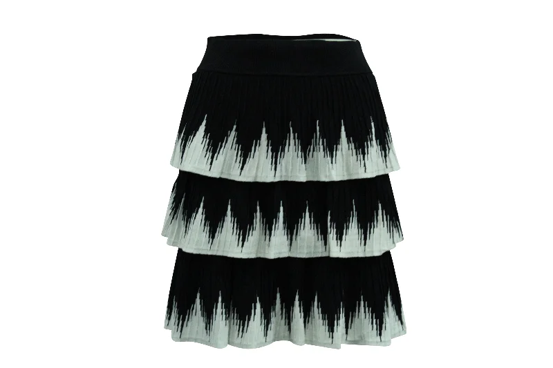 Women's Edgy SkirtsMaje Julia Tiered Skirt in Black and White Polyester Viscose