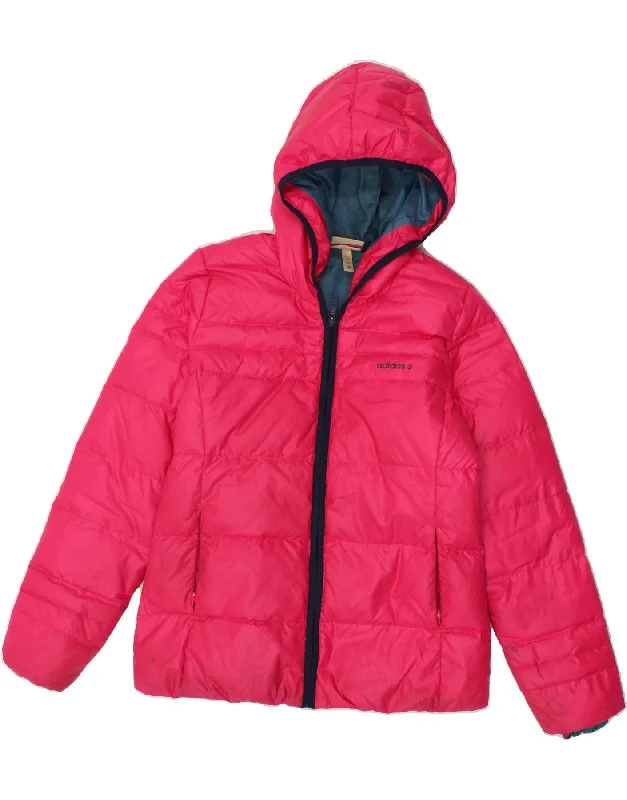 Women's Coats with SleevesADIDAS Womens Hooded Padded Jacket UK 14 Medium Pink Polyester