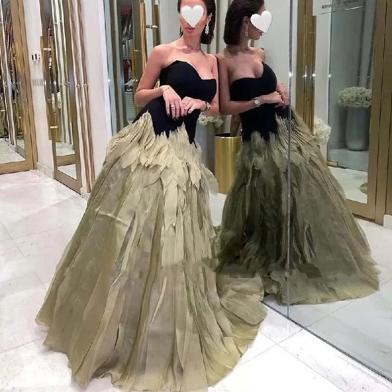 Women's Sweetheart Collar DressesLuxury Feather A Line Prom Dresses Sexy Sweetheart Long Evening Party Dress Customized Women Celebrate Event Gowns