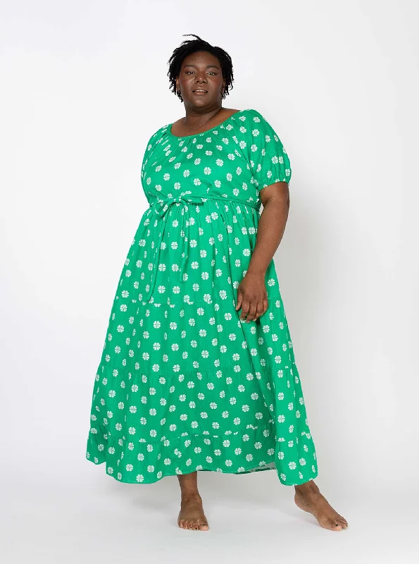 Women's Rounded Collar Dressesnoah maxi | summer 24 | green daisy