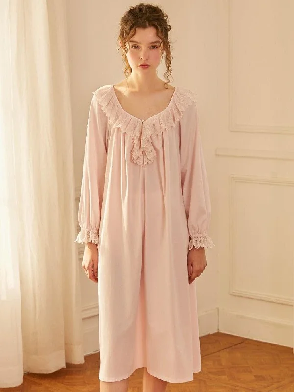 women's pajamas featuring animal printsVintage Cotton nightgown, Victorian Nightgown, Vintage Royal Princess V-neck Long Nightdress