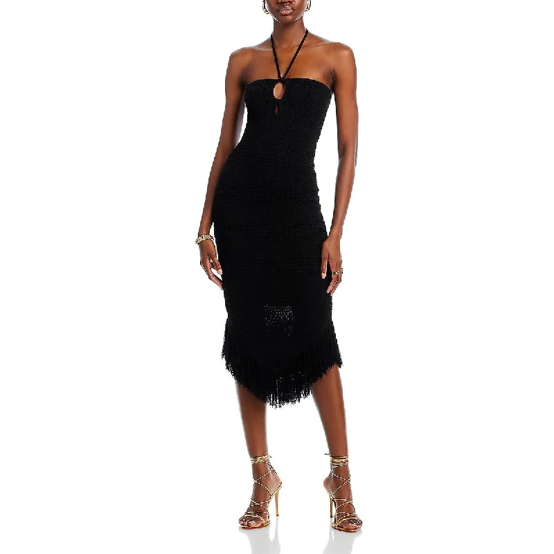 Women's Mandarin Collar DressesAqua Womens Fringe  Bodycon Dress