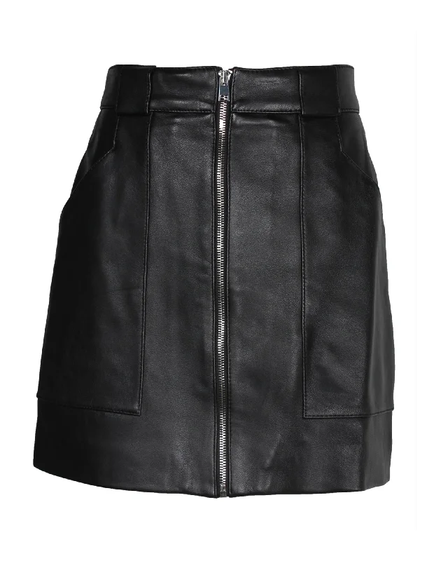 Women's Soft SkirtsMaje Jelise Zipped Skirt in Black Leather