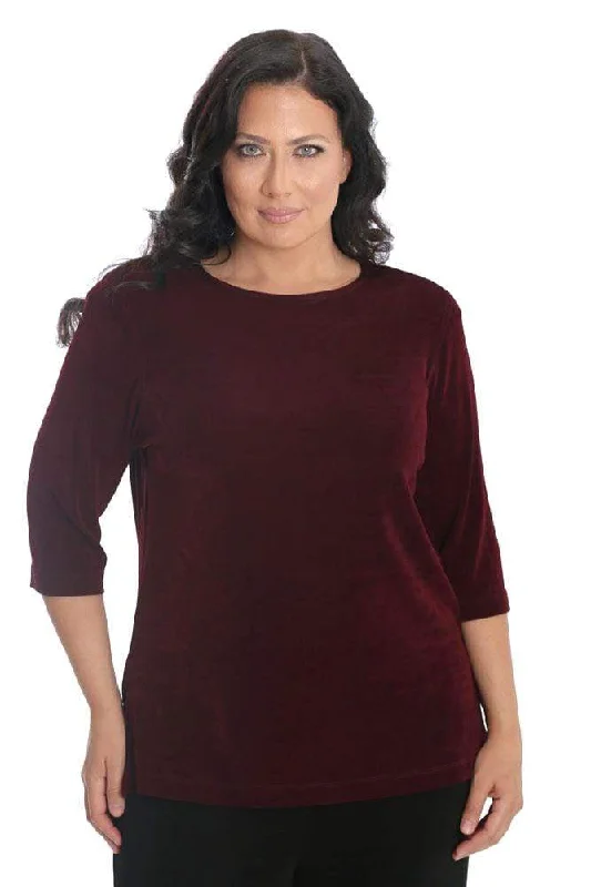 Women's Jodhpurs with Low CollarVikki Vi Classic Shiraz 3/4 Sleeve Top