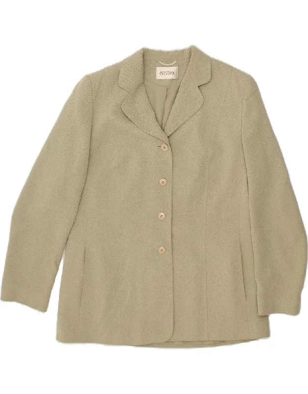 Women's Coats with HoodEASTEX Womens 4 Button Blazer Jacket UK 16 Large Beige Polyester