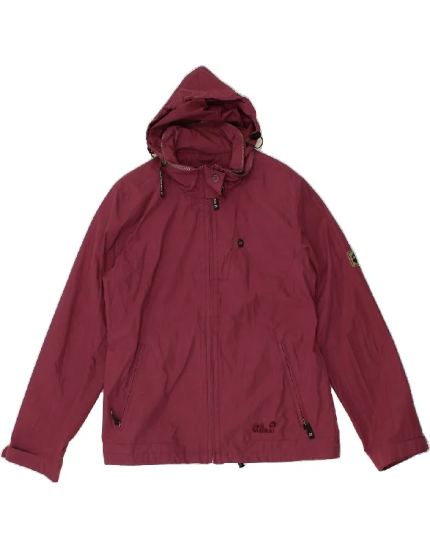 Women's Coats with Fur Trimmed ButtonsJACK WOLFSKIN Womens Hooded Windbreaker Jacket UK 16 Large Maroon