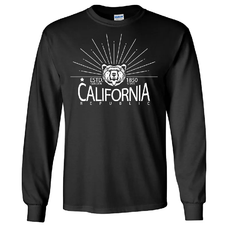 Women's Hooded Zip-Up SweatshirtsCalifornia Golden State White Print Long Sleeve Shirt