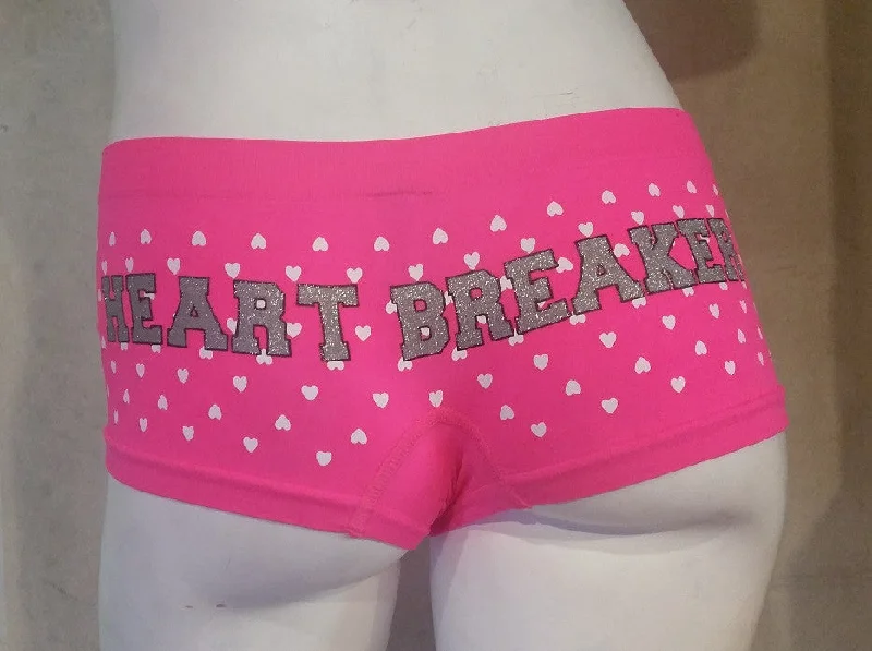 floral lace high-waisted panties for womenHot Pink Heart Breaker Boyshorts