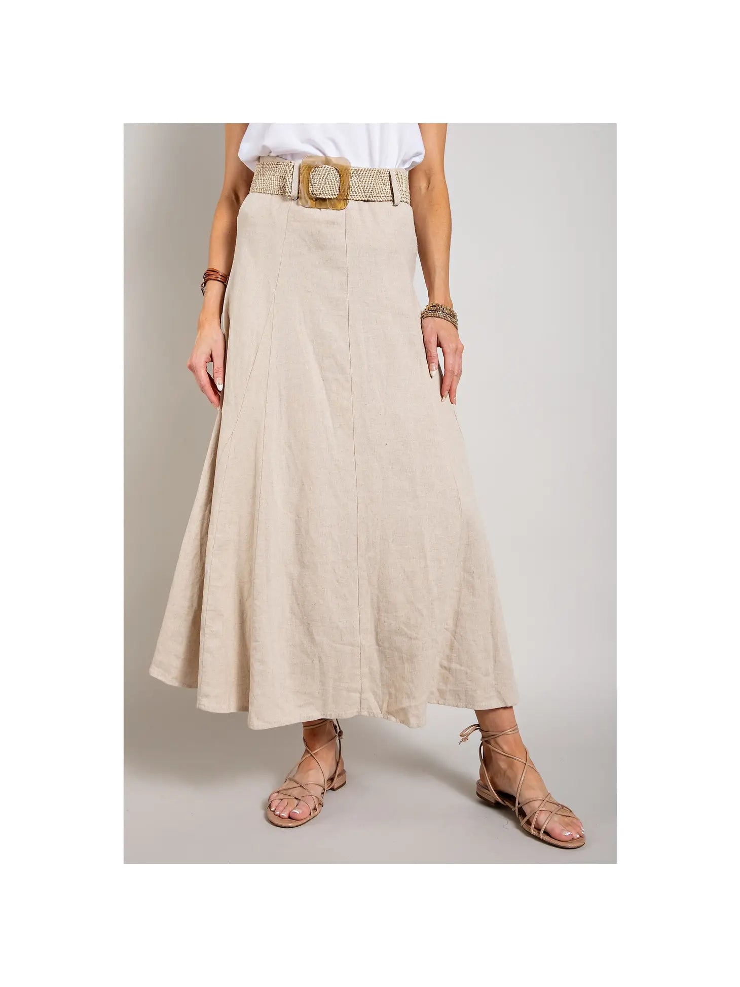 Women's Mini DressesLinen Belted Maxi Skirt