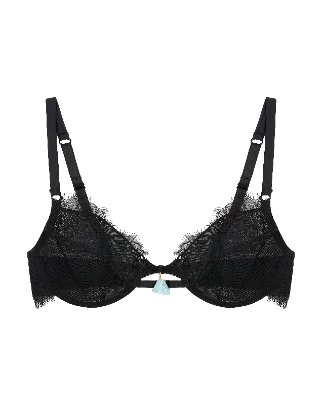 wireless bra with stretch fabricThe Andrea Plunge - Black Bra