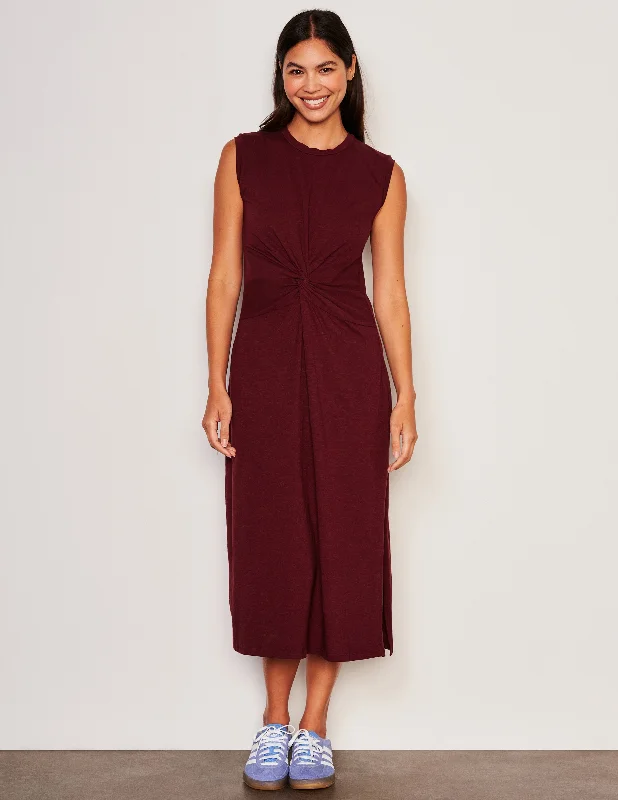 Women's Boat-Neck DressesSundry Midi Twist Sleeveless Dress in Red Rock