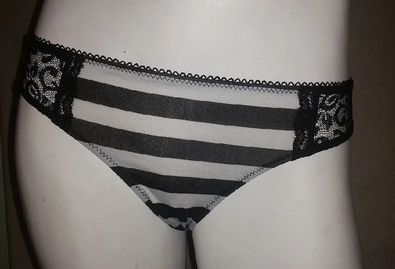 sheer lace panties with an adjustable waistbandBlack and White Striped Thong Panties