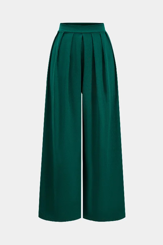 Women's Jodhpurs with Belt LoopsPleated High Waist Wide Leg Trousers