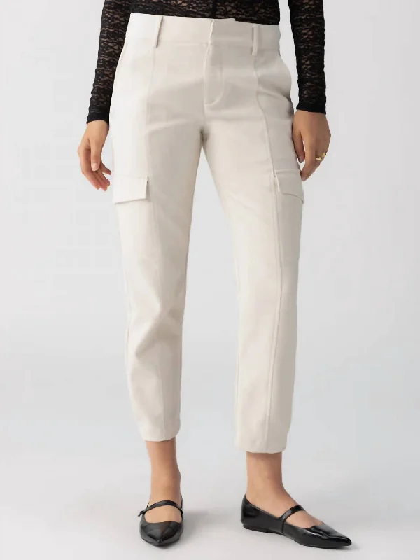 Women's Jodhpurs with Wide LegPolished Cargo Pants In Toasted Marshmallow