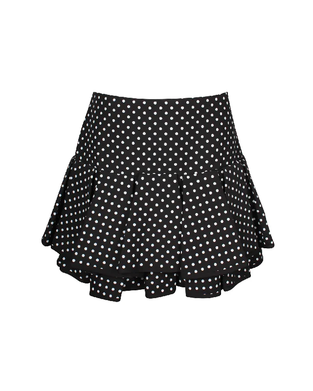 Women's Square Hem SkirtsValentino Garavani Tiered Polka-dot Mini Skirt in Black Wool