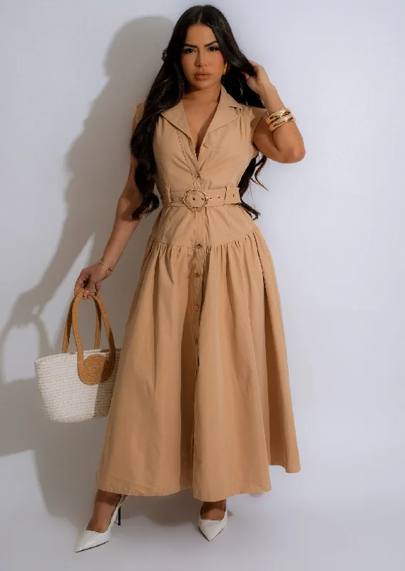 Women's Ruffled DressesFalling For You Midi Dress Nude