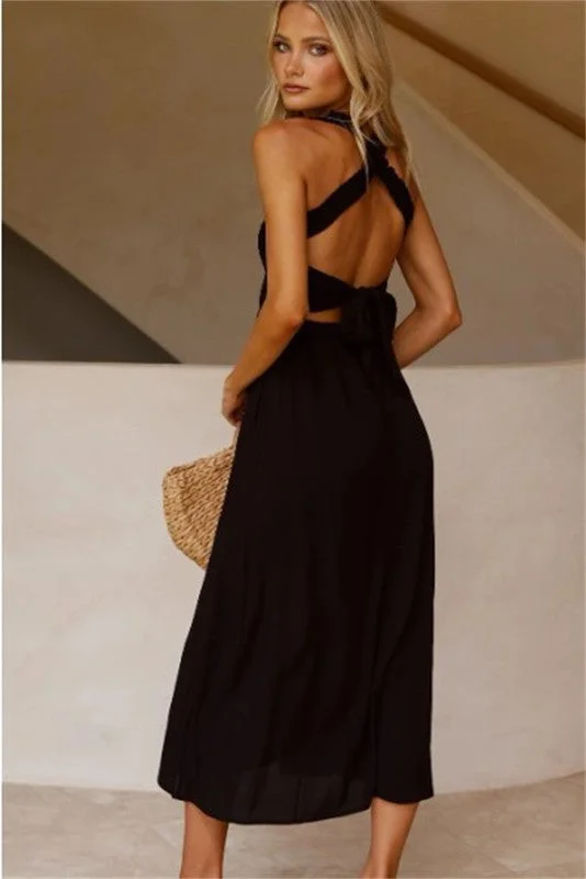 Women's Collarless DressesHenry Black Maxi Dress