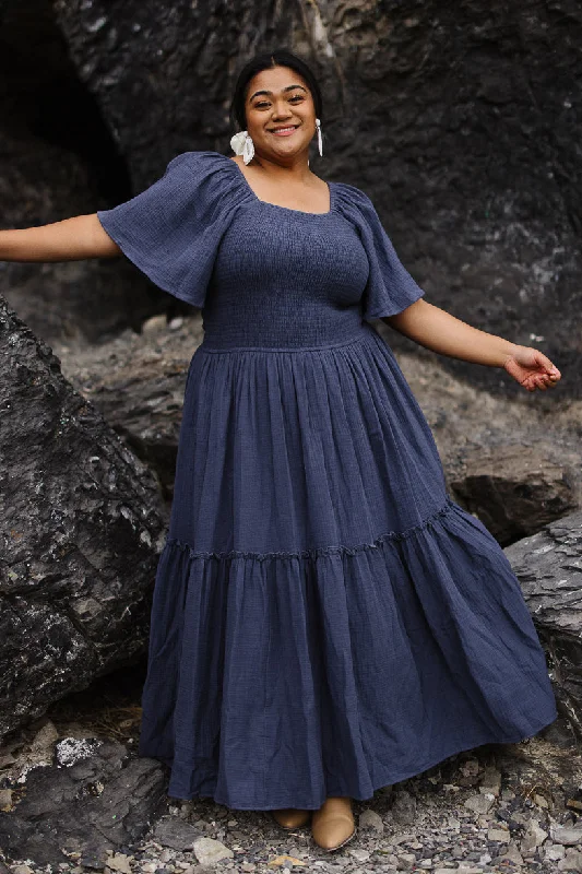 Women's Short-Sleeve DressesLennon Maxi Dress in Dusty Blue - FINAL SALE