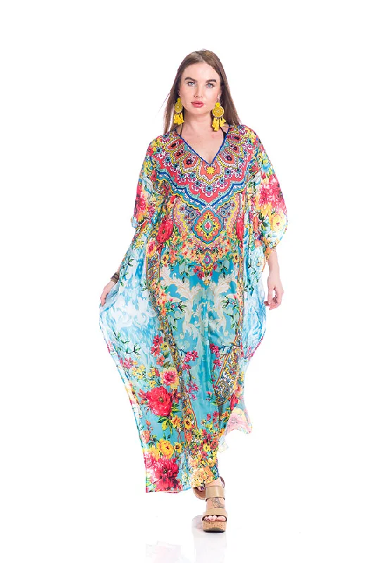 Women's Sweetheart-Neck DressesTurquoise kaftan maxi, -658