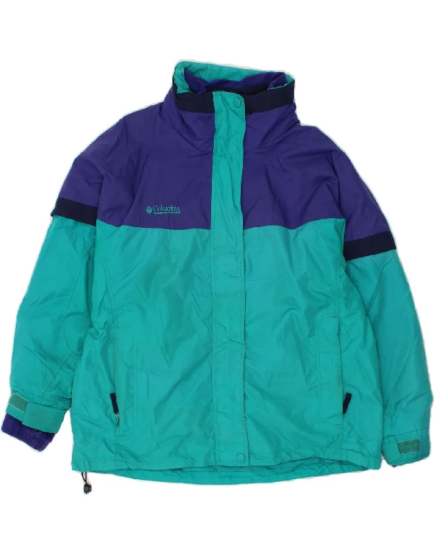 Women's Coats with Fur Trimmed ButtonsCOLUMBIA Womens Windbreaker Jacket UK 18 XL Turquoise Colourblock