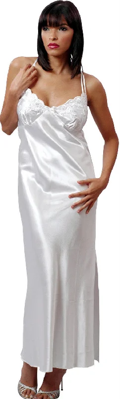 women's pajamas with a vintage lookWomen's Silky Bridal Strappy Back Nightgown With Embroidery #6056