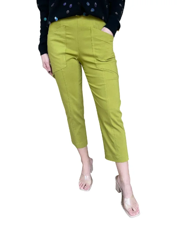 Women's Jodhpurs with Lapel CollarControl Stretch D Ring Crop Cargo Pant In Olive Oil