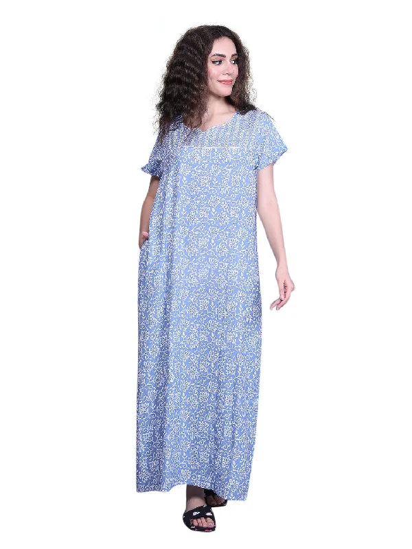 women's pajamas with a sophisticated elegance100% Cotton Nighty with Side Pocket | Printed