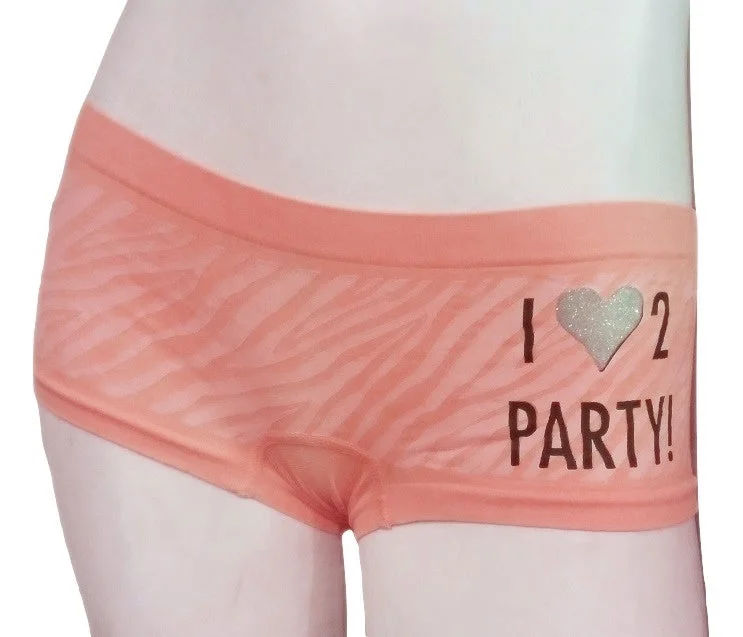 lightweight mesh bikini panties for womenGlitter I ❤ 2 Party! Boyshorts - 2 Colors