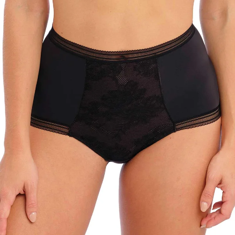 floral print women's briefsFantasie Fusion Lace High Waist Brief - Black