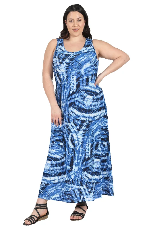 Women's Keyhole-Back DressesLa Cera Paisley Tie Dye Print Plus Size Maxi Dress