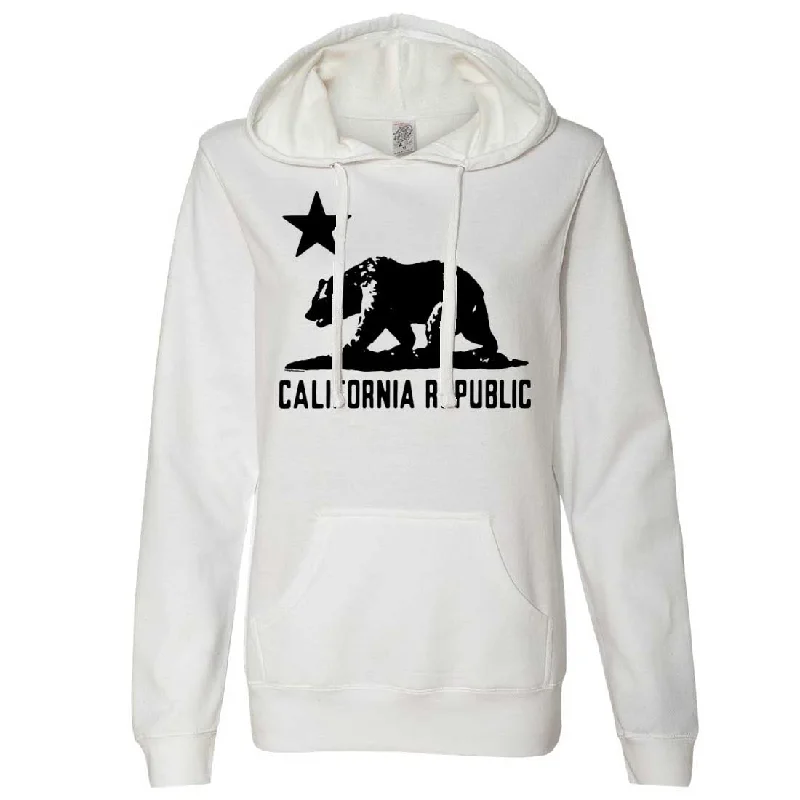 Women's Hooded Sweatshirts with Velcro ClosureCalifornia Flag Oversize Black Silhouette Ladies Fitted Hoodie