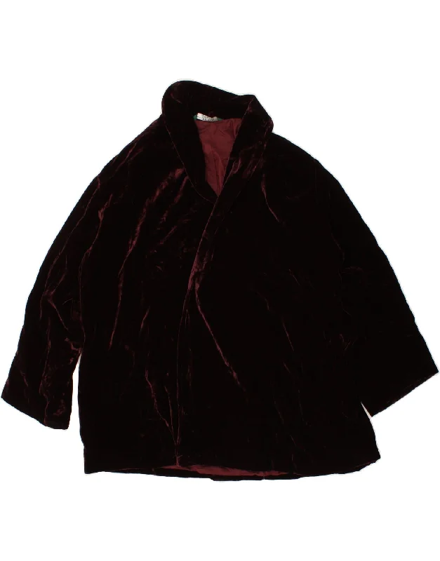 Women's Coats with Fur Trimmed CollarLAURA ASHLEY Womens Oversized Open Overcoat UK 10 Small Burgundy Viscose