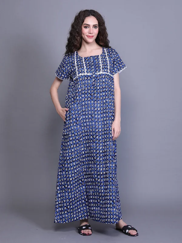 women's pajamas with a modern twist100% Cotton Nighty with Side Pocket | Printed