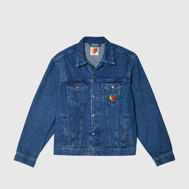 Women's Coats with Fur TrimPERENNIAL LOGO DENIM WOVEN TRUCKER JACKET