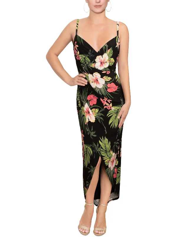 Women's Shawl Collar DressesWomens Floral Long Wrap Dress