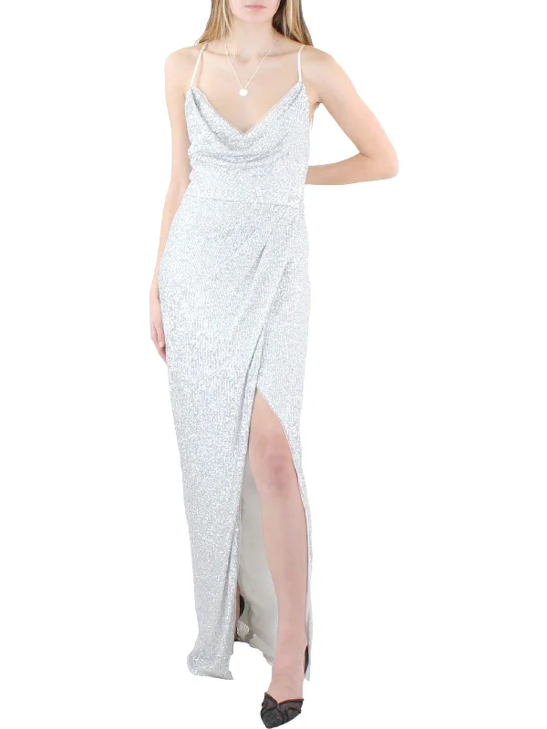 Women's Shawl Collar DressesWomens Sequined Long Evening Dress