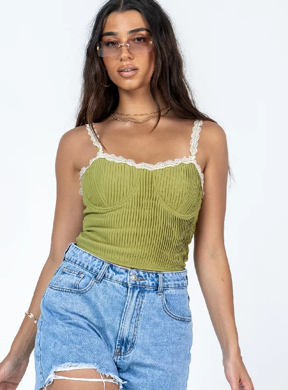 Women's Blouse with Keyhole CollarArielle Bustier Green