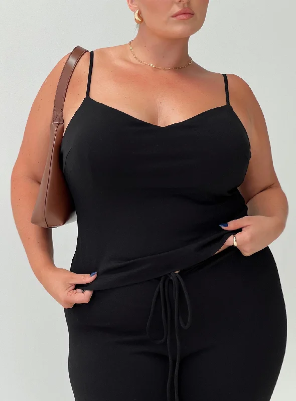 Women's Blouse with High CollarEvanda Top Black Curve