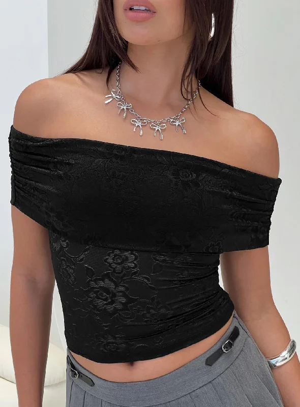 Women's Blouse with V-Shaped CollarWerrender Off The Shoulder Top Black