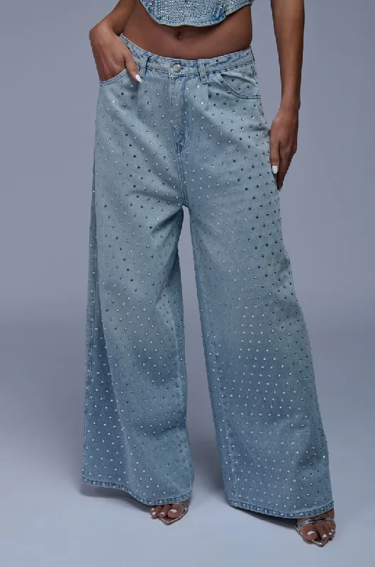 Women's Jodhpurs with Short LengthDAZZLED RHINESTONE STUDDED DENIM PANTS