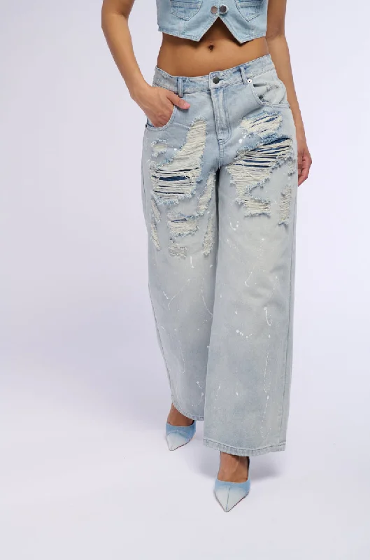 Women's Jodhpurs with Keyhole NeckEASY BREEZY DISTRESSED DENIM PANTS