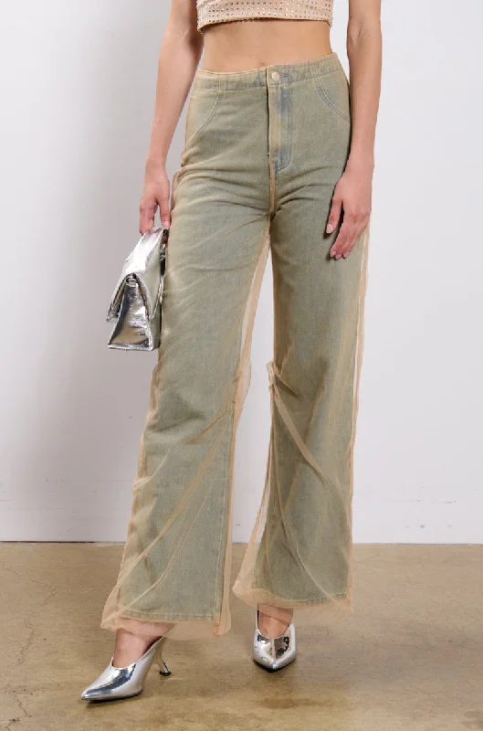 Women's ChinosHOT AND DANGEROUS DENIM PANT WITH MESH