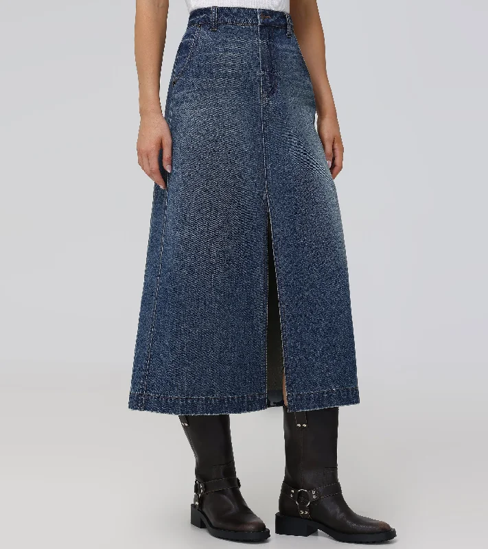 Women's Jodhpurs with V-Shaped HemSeamed Denim Maxi Skirt